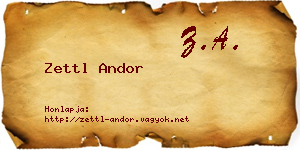Zettl Andor névjegykártya